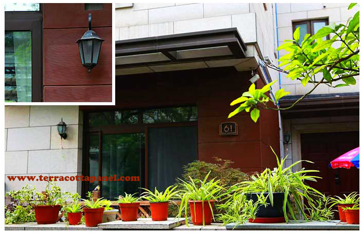 Grooved surface terracotta panels