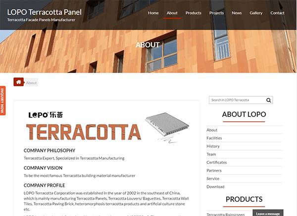 New website of LOPO Terracotta Corporation