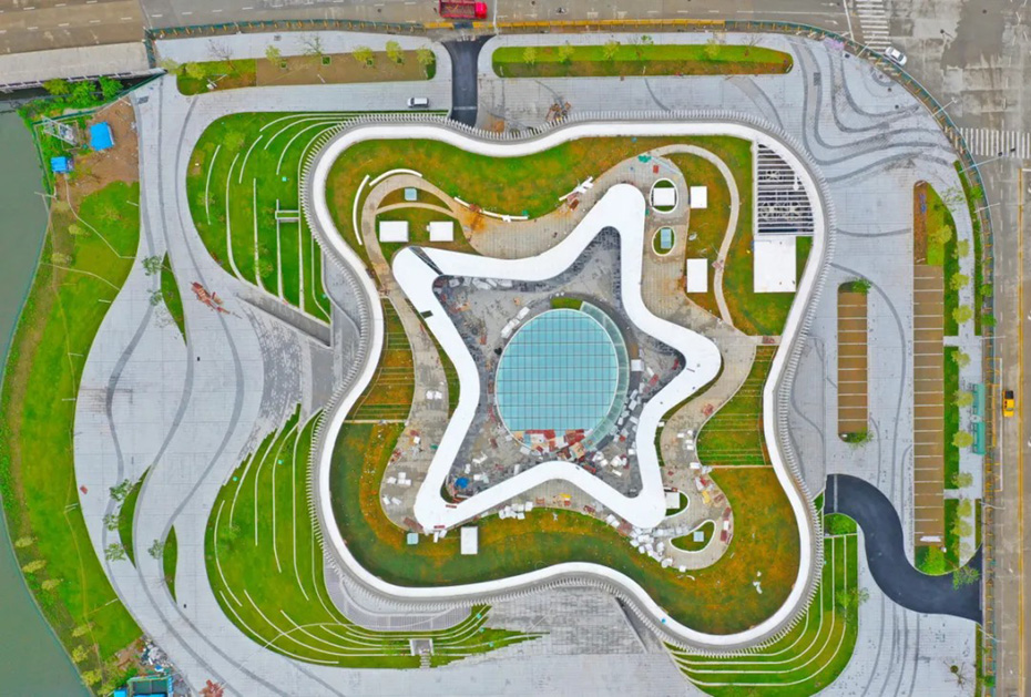 Aerial View of Yangjiang Seven Museums | LOPO Terracotta Facade Design