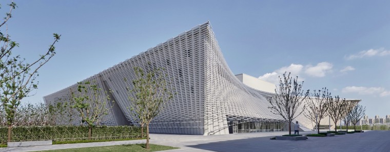 White ceramic fin facade of Nanchang Poly Grand Theatre during daytime