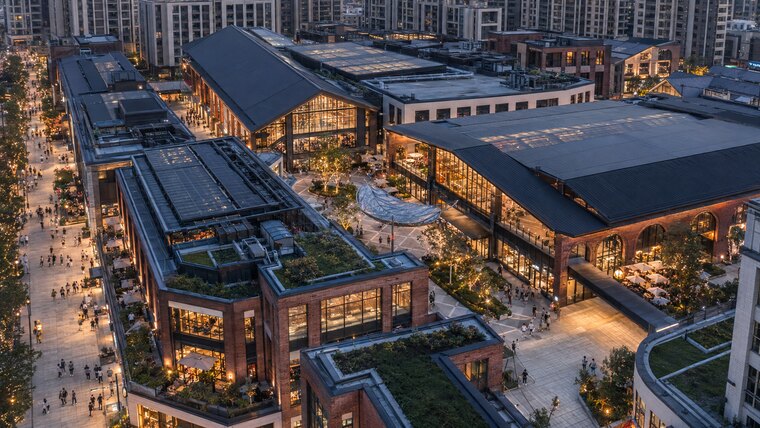 Aerial view of mixed-use commercial blocks at Yiwu Place